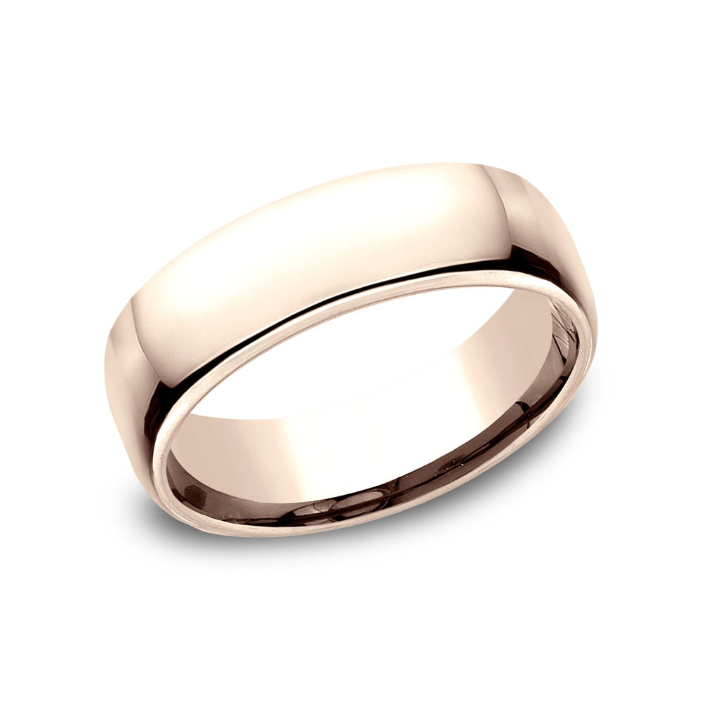 Euro Comfort-Fit® Men's Wedding Band in 14K Rose Gold - 6.5mm by Benchmark