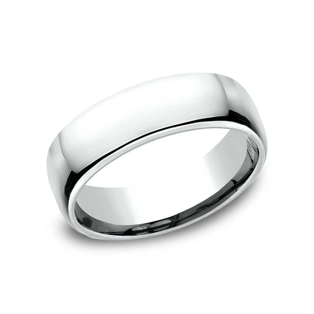 Euro Comfort-Fit® Men's Wedding Band in 14K White Gold - 6.5mm Width by Benchmark