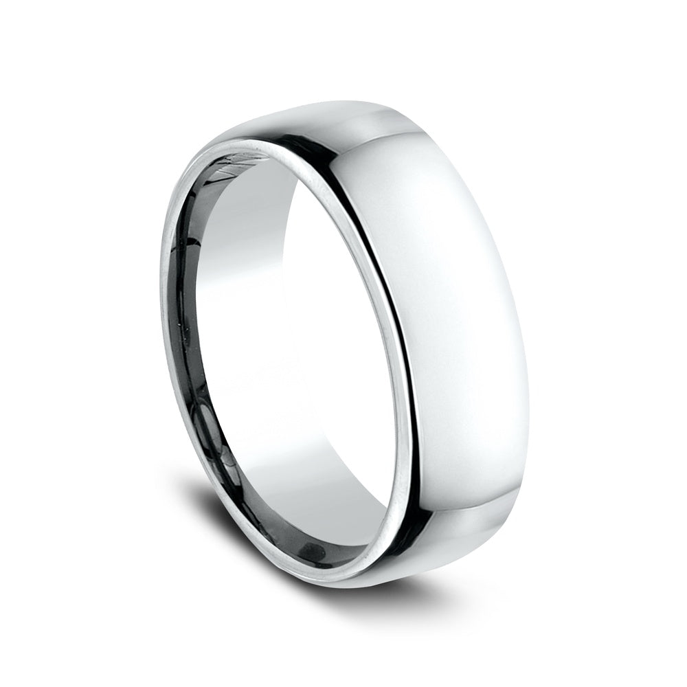 Euro Comfort-Fit® Men's Wedding Band in 14K White Gold - 7.5mm Width by Benchmark