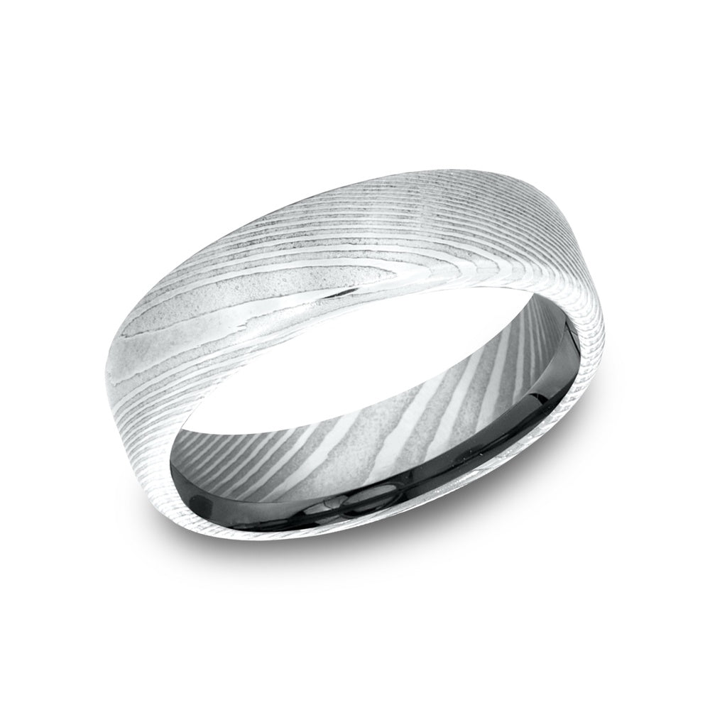 Euro Comfort-Fit® Men's Wedding Band in Damascus Steel - 6.5mm by Forge