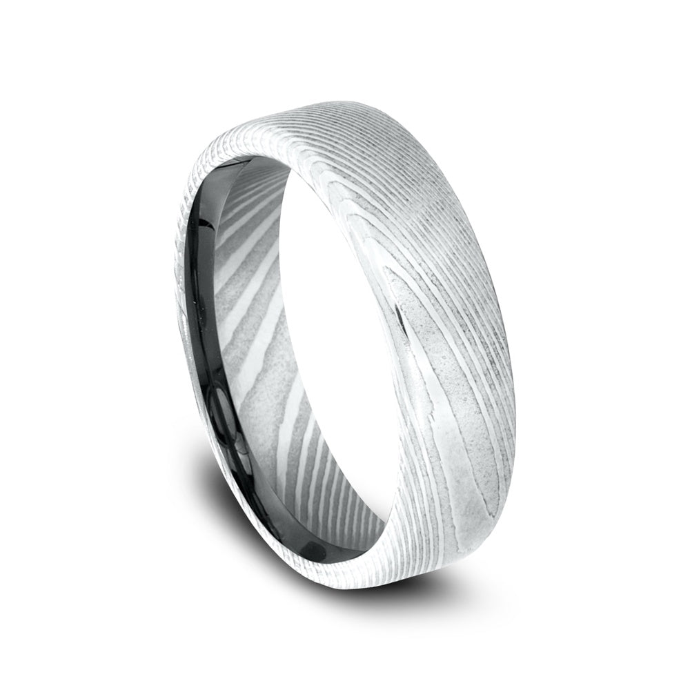 Euro Comfort-Fit® Men's Wedding Band in Damascus Steel - 6.5mm by Forge