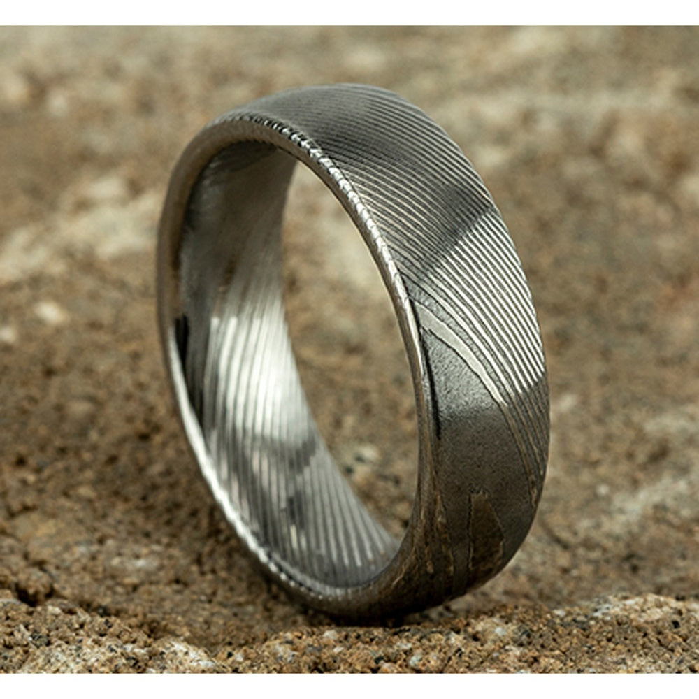 Euro Comfort-Fit® Men's Wedding Band in Damascus Steel - 6.5mm by Forge