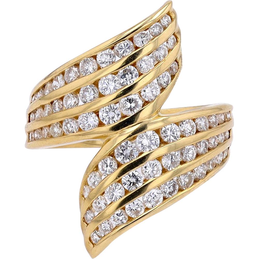 Everlasting Love 18K Yellow Gold 1.48 Carat Diamond Bypass Ring