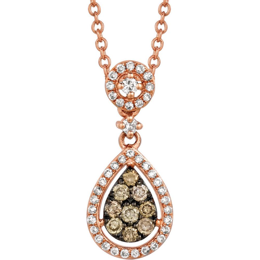 Exquisite 14K Rose Gold Diamond and Mocha Diamond Pendant