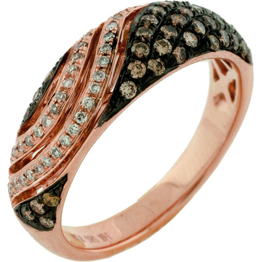 Exquisite 14K Rose Gold Diamond & Mocha Wedding Ring