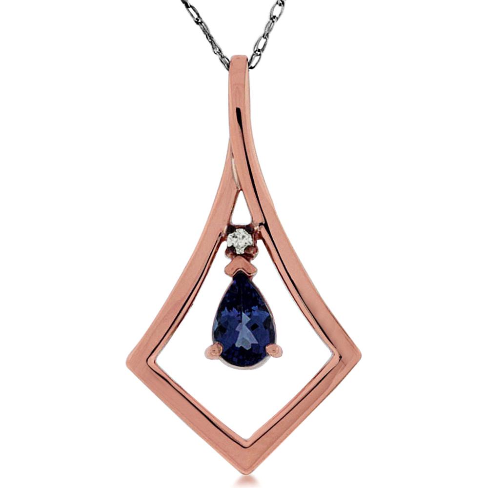 Exquisite 14K Rose Gold Tanzanite & Diamond Pendant