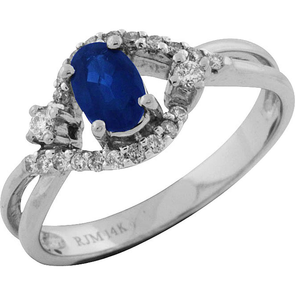 Exquisite 14K White Gold 0.60 Carat Sapphire & 0.20 Carat Diamond Ring