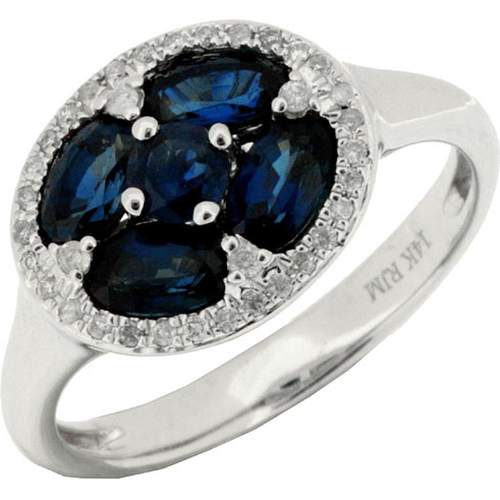 Exquisite 14K White Gold 1.70 Carat Sapphire & 0.12 Carat Diamond Ring