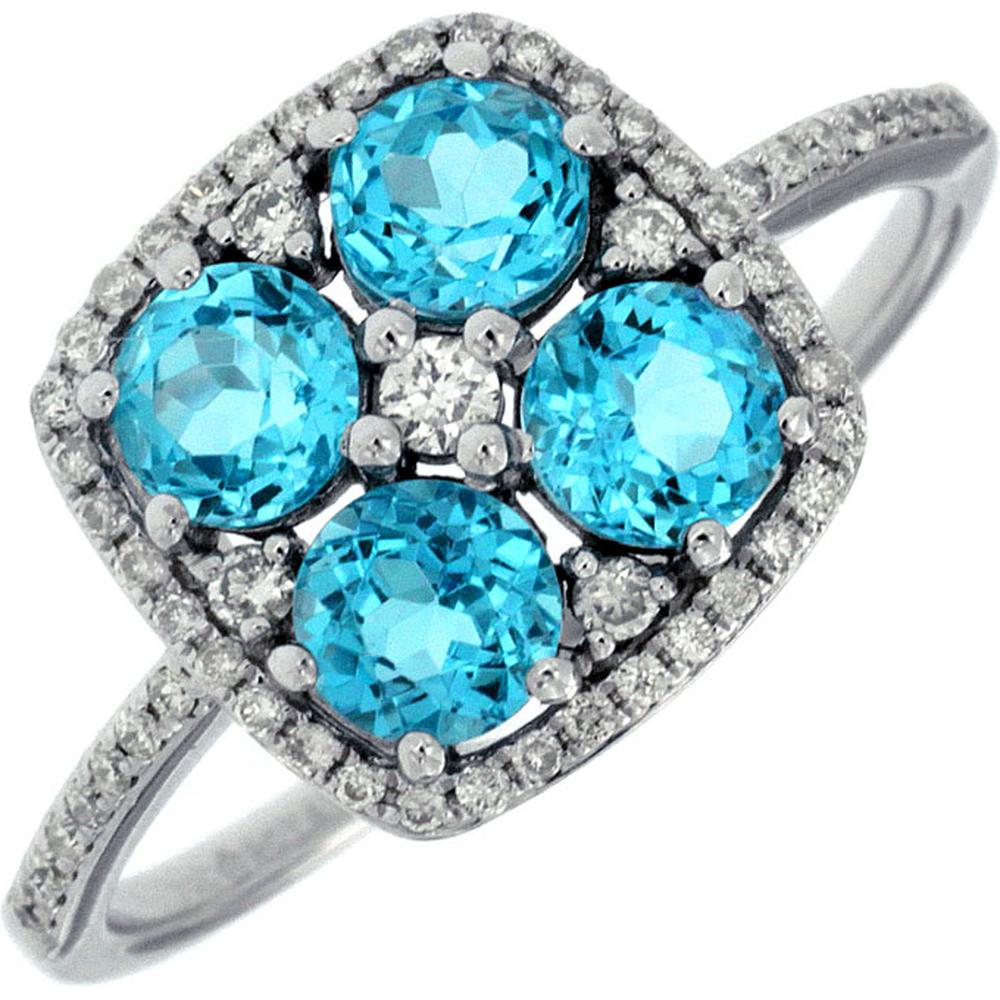 Exquisite 14K White Gold Blue Topaz & Diamond Ring - Elegance Personified