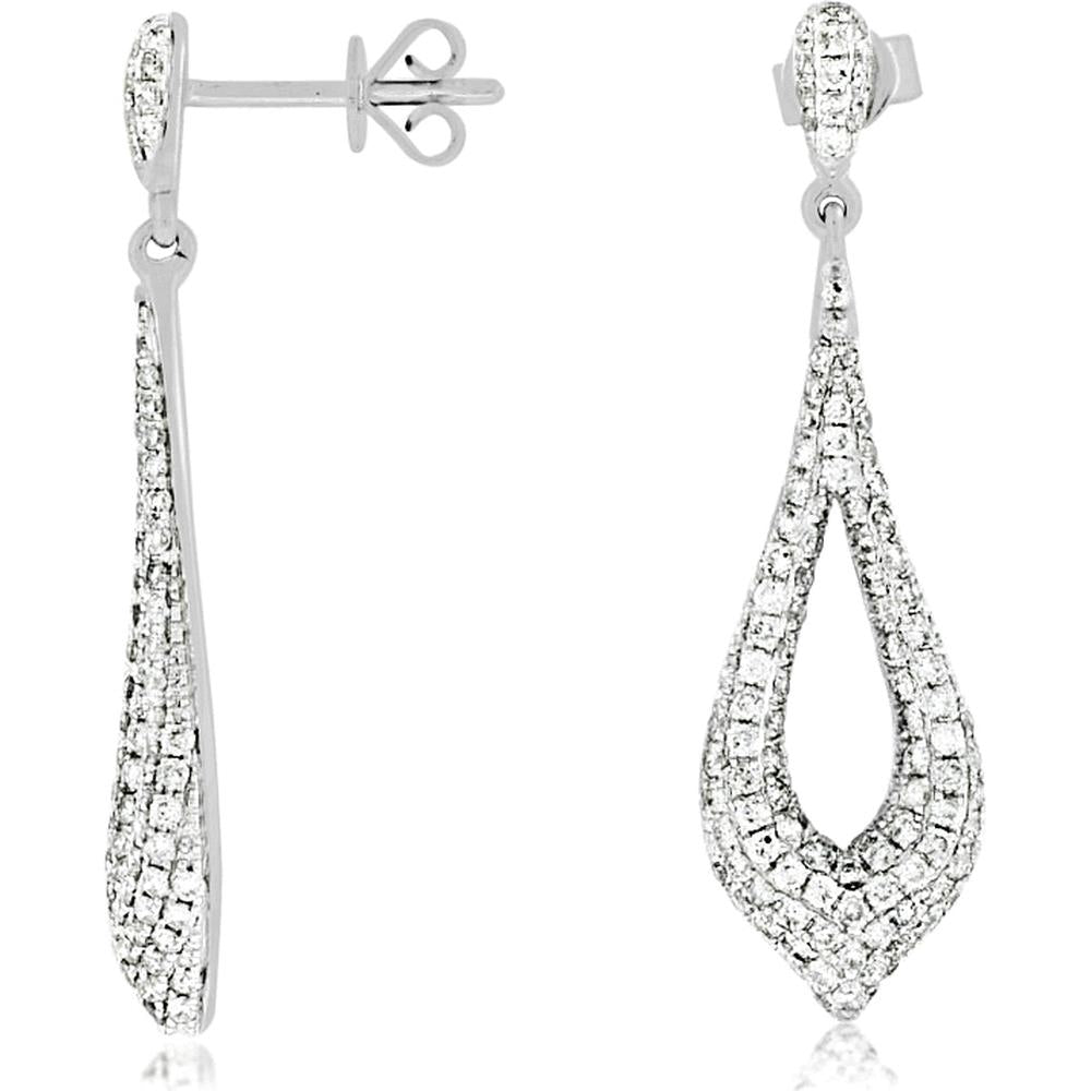 Exquisite 14K White Gold Diamond Earrings - 1.31 Carat Total Weight