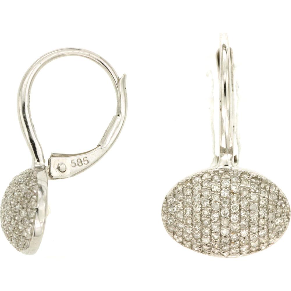 Exquisite 14K White Gold Diamond Earrings with Round Diamonds - 0.45 Carat Total Diamond Weight