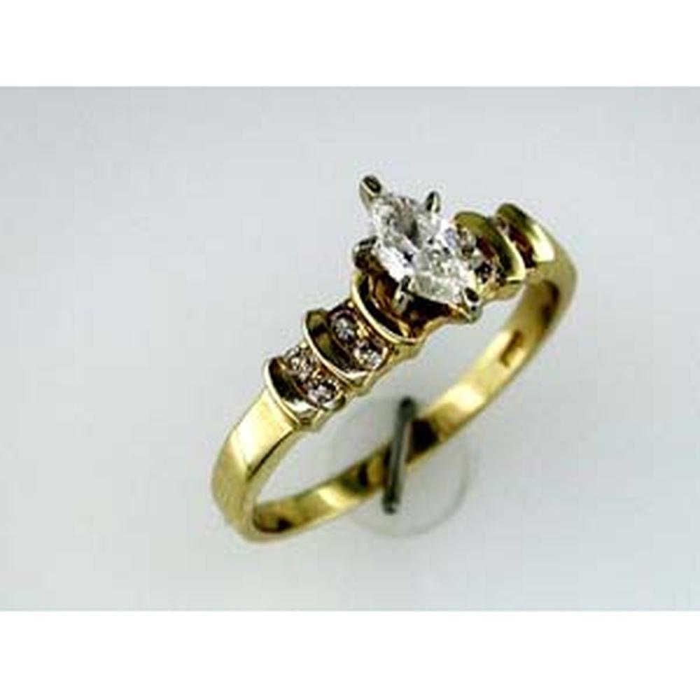 Exquisite 14K Yellow Gold 0.30 Carat Marquise Diamond Engagement Ring