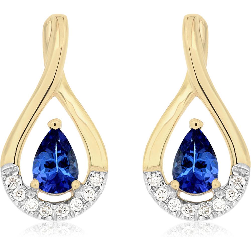 Exquisite 14K Yellow Gold Tanzanite and Diamond Earrings
