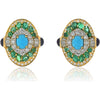 Exquisite David Webb Turquoise Emerald Diamond Clip Earrings