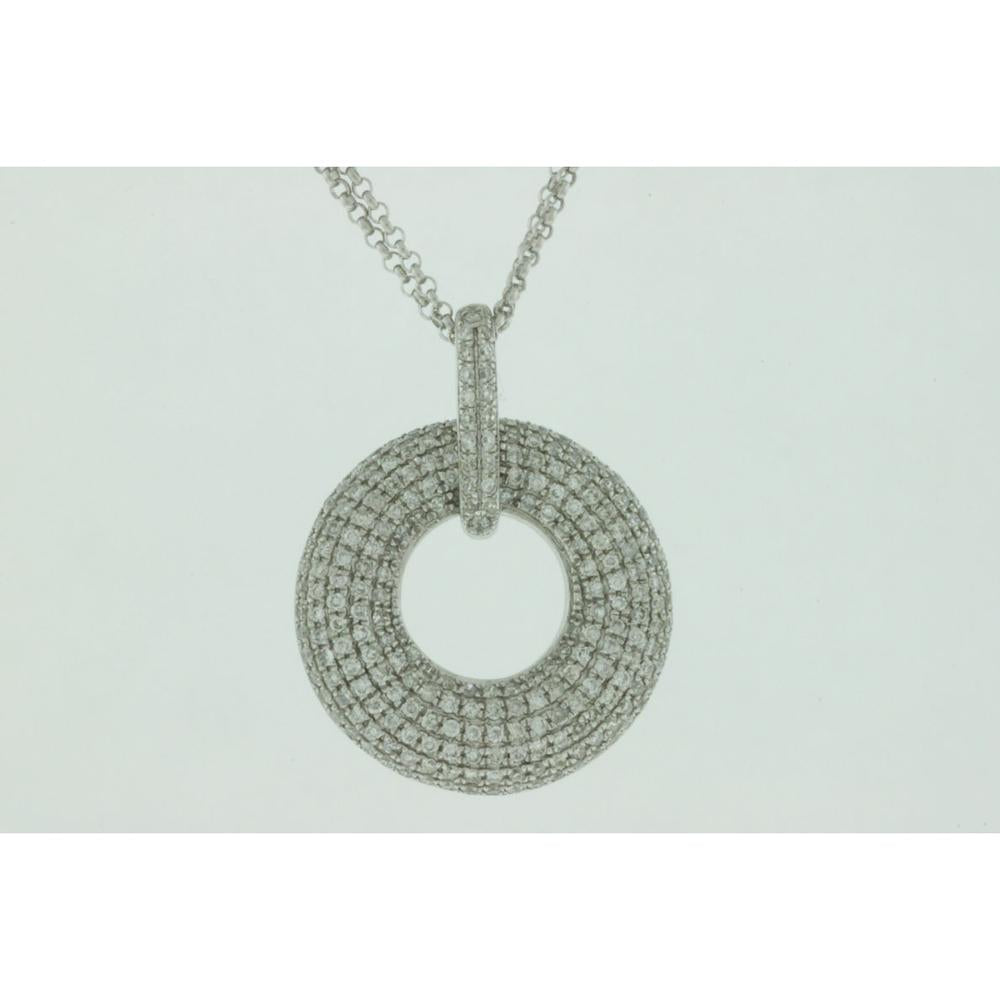 Exquisite Royal 14K White Gold Oval Diamond Pendant - 1.10 Carat Total Diamond Weight