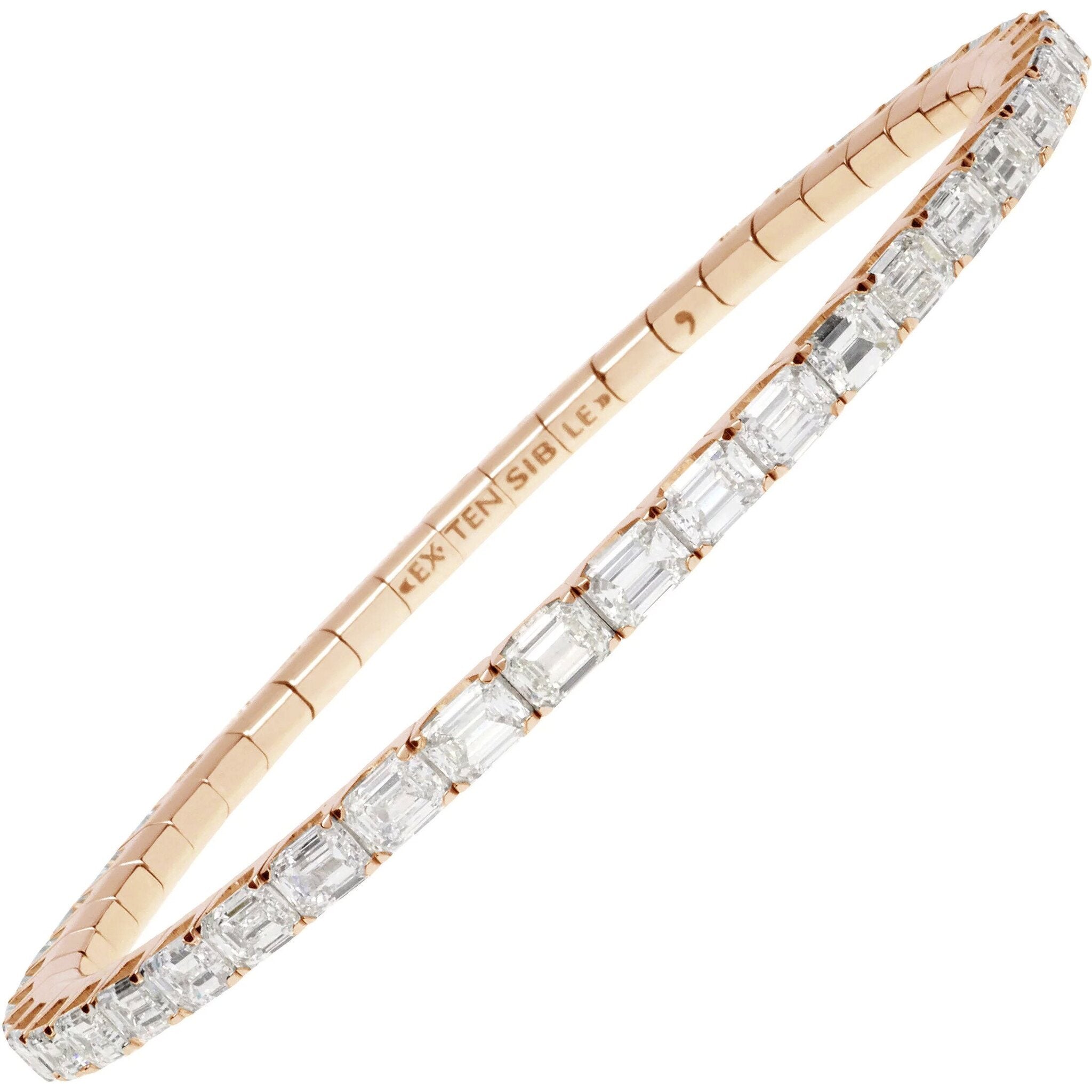 Extensible Carat Emerald Cut White Diamond Stretch Tennis