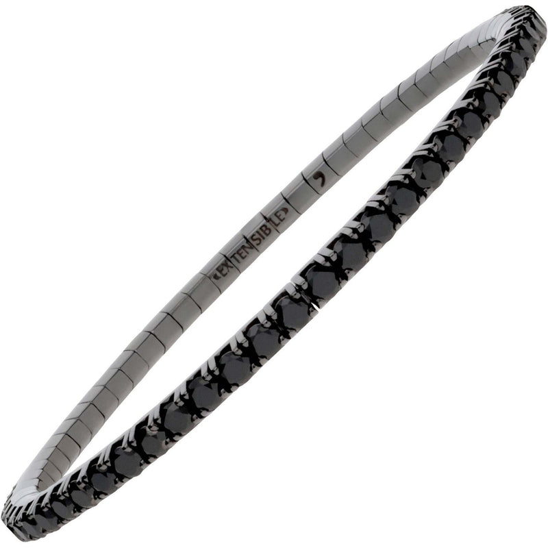 Extensible - 5 Carat Black Diamond Rhodium Stretch Tennis Bracelet - 18K White Gold