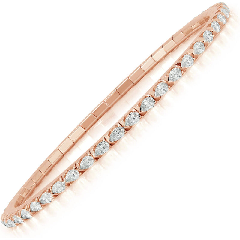 Extensible - 5.22 Carat Pear Diamond Stretch Tennis Bracelet - Available in 3 Carat Sizes - 18K Rose Gold