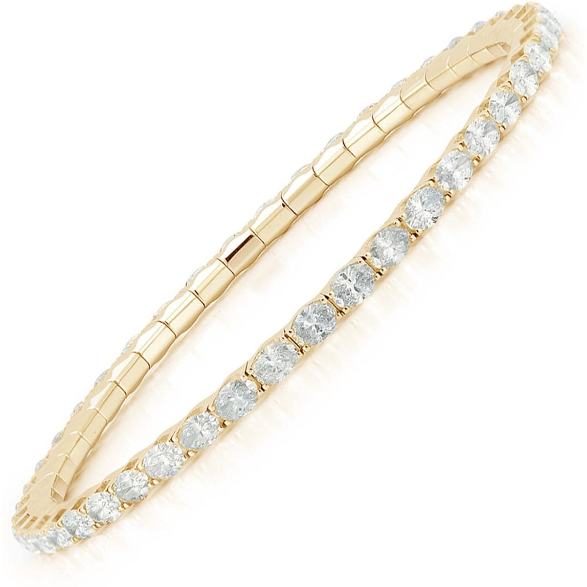 Extensible - 6.46 Carat Oval Cut Diamond Stretch Tennis Bracelet - Available in 3 Carat Sizes - 18K Yellow Gold