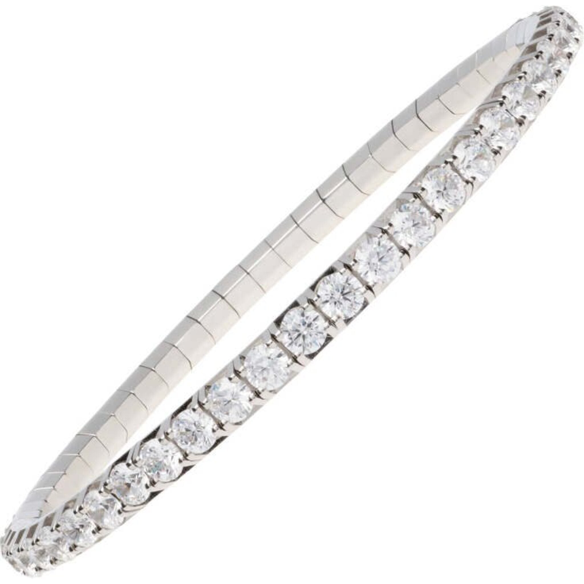 Solid 14K White Gold 1.26 Carat Diamonds Tennis Bracelet for Women Bangle  Design 018336