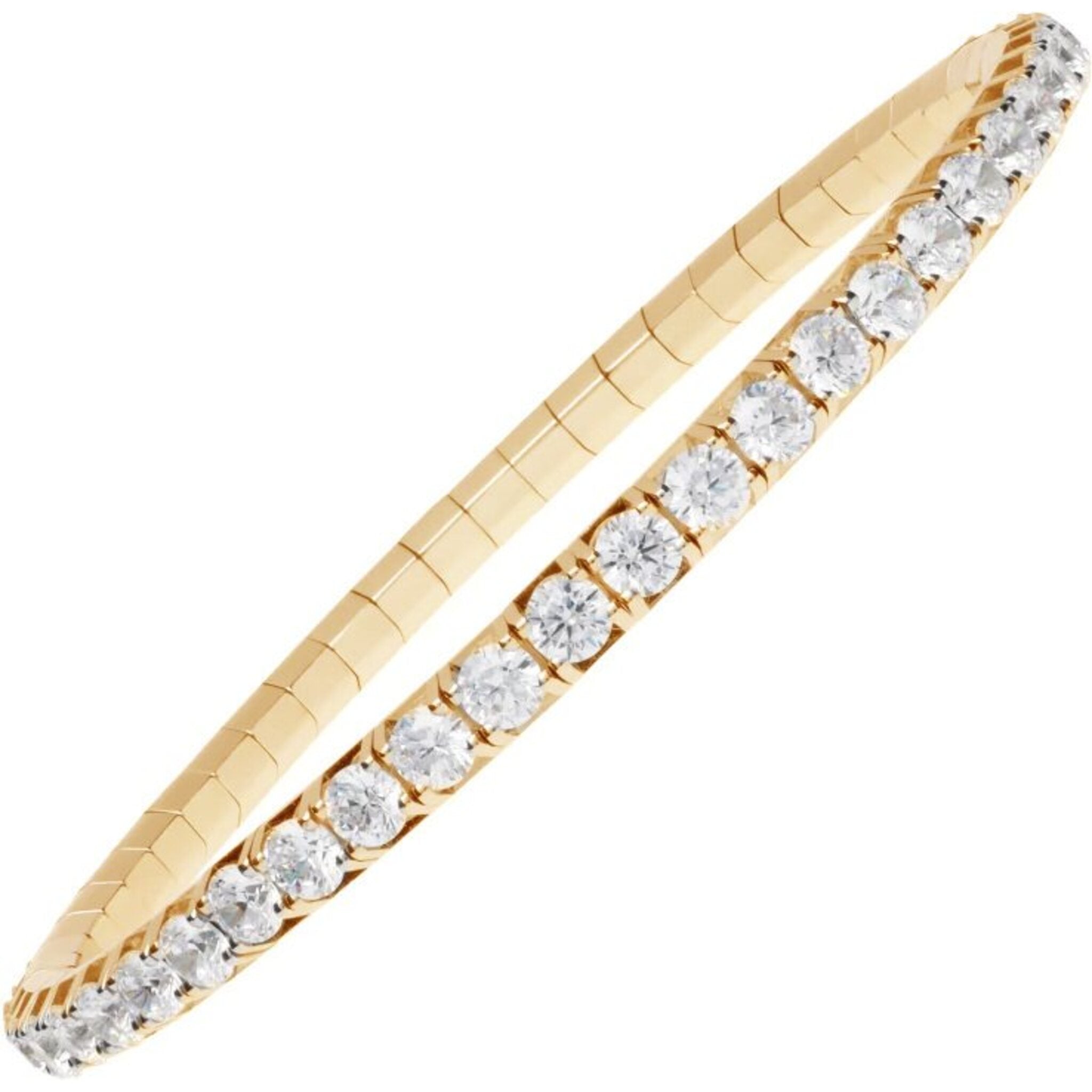 14K White Gold 7 Carat Diamond Alternating Rectangular Link Tennis Bracelet  - Verlovingsringen
