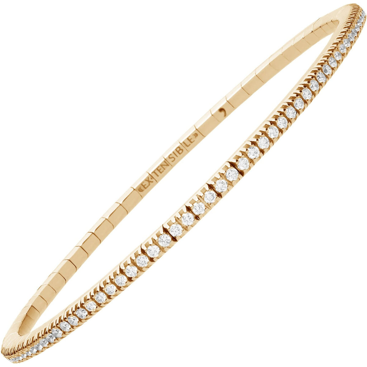 Extensible - Men's 1 Carat White Diamond Stretch Tennis Bracelet - 18K Yellow Gold