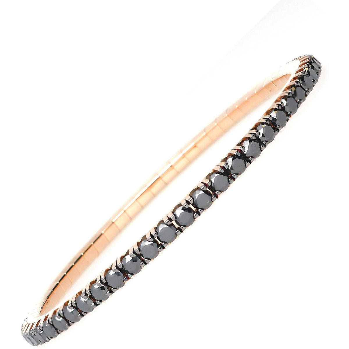 Extensible - Men's 3 Carat Black Diamond Stretch Tennis Bracelet - 18K Rose Gold