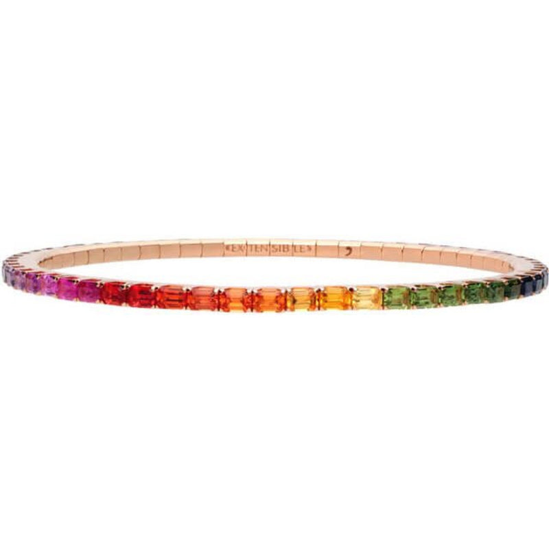 Extensible Rainbow Sapphire Stretch Tennis Bracelet