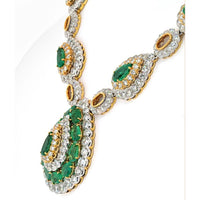 Exuberant Green Emerald & Diamond Vintage Necklace - David Webb Platinum & 18K Yellow Gold