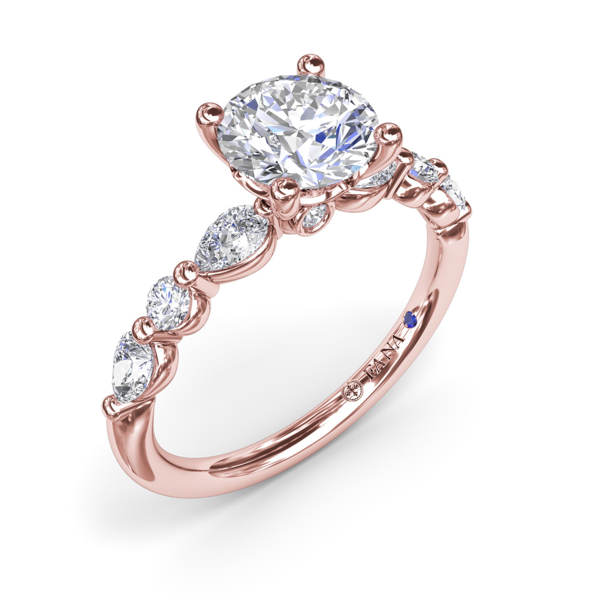 Fana - Alternating Teardrop and Round Diamond Engagement Ring