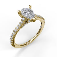 Fana - Classic Diamond Engagement Ring with Beautiful Side Detail - S3881 - Available in 14K & 18K Gold (White, Yellow or Rose) and Platinum
