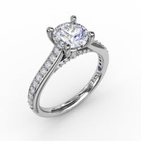 Fana - Classic Diamond Solitaire Engagement Ring With Diamond Band - S3331 - Available in 18K