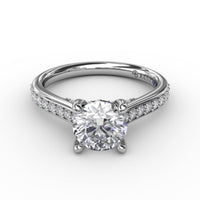 Fana - Classic Diamond Solitaire Engagement Ring With Diamond Band - S3331 - Available in 18K