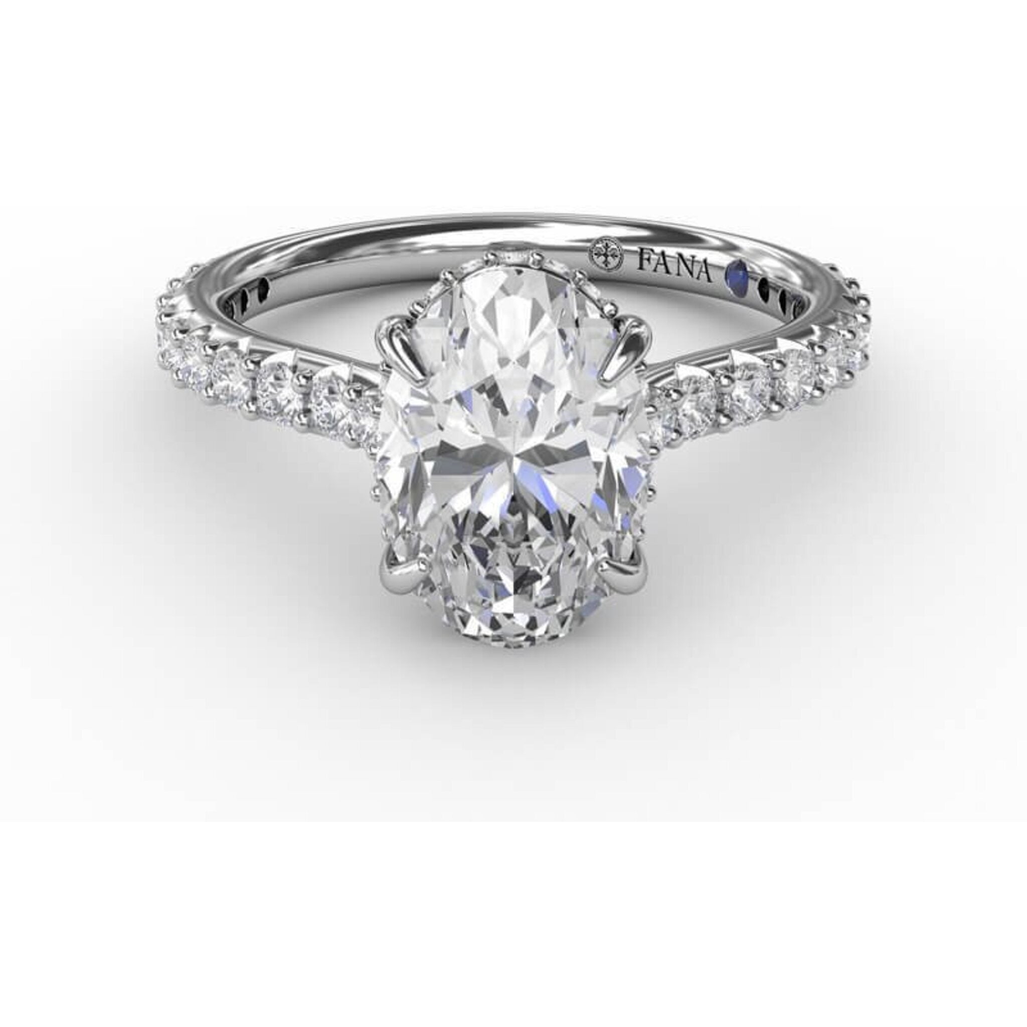 Fana Classic Oval Diamond Solitaire Engagement Ring With Hidden PavÃ© Halo