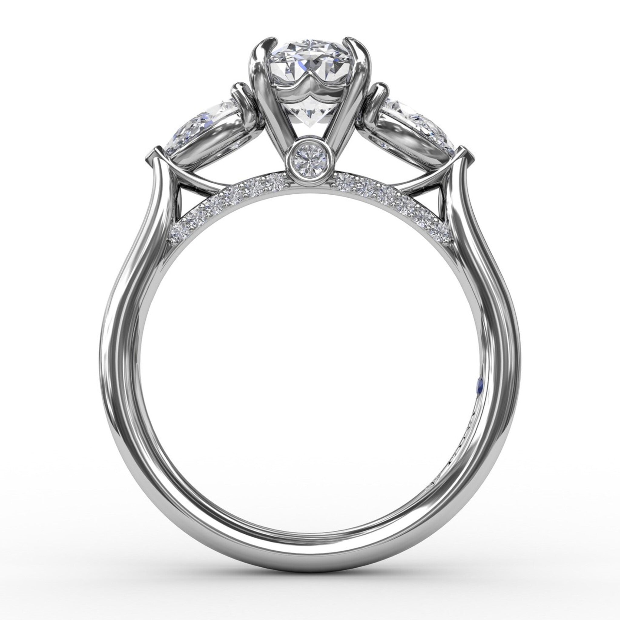 Classic three clearance stone engagement rings