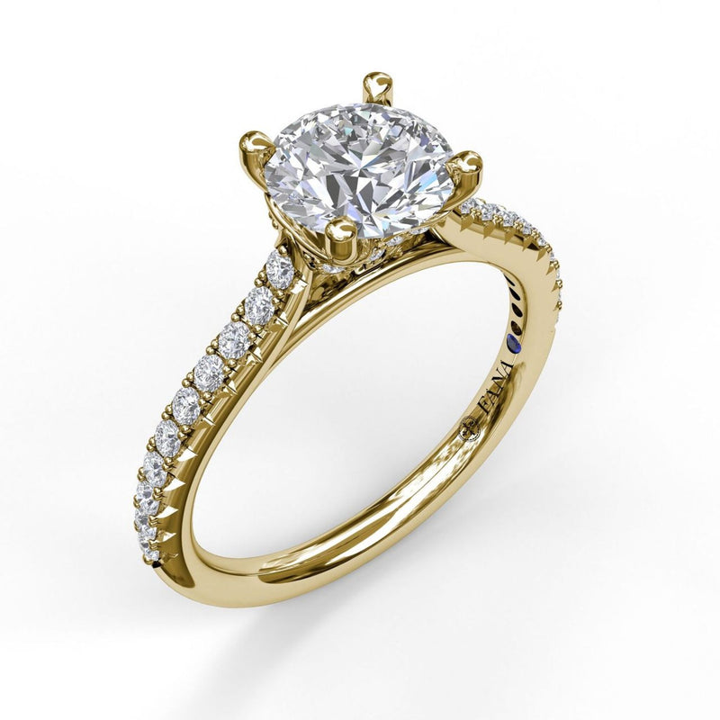 Fana - Delicate Classic Engagement Ring with Delicate Side Detail - S3818 - Available in Platinum