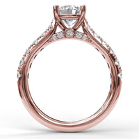 Fana - Delicate Classic Engagement Ring with Delicate Side Detail - S3913 - Available in 14K & 18K Gold (White, Yellow or Rose)