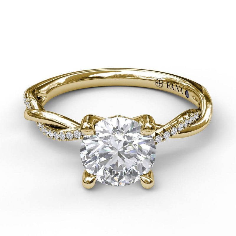 Fana - Gold And Diamond Twist Engagement Ring - S3901 - Available in 14K & 18K Gold (White, Yellow or Rose) and Platinum
