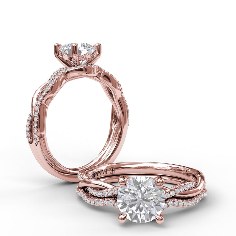 Fana - Gold And Diamond Twist Engagement Ring - S3901 - Available in 14K & 18K Gold (White, Yellow or Rose) and Platinum