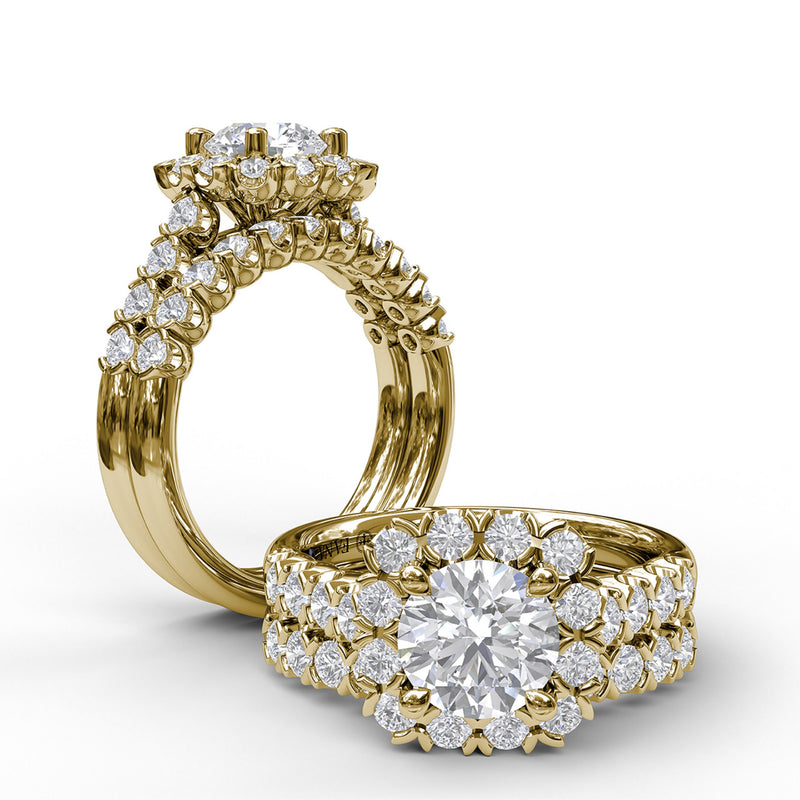 Fana - Large Cushion Halo Engagement Ring - S3589 - Available in 14K & 18K Gold (White, Yellow or Rose) and Platinum