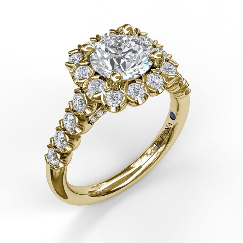 Fana - Large Cushion Halo Engagement Ring - S3589 - Available in 14K & 18K Gold (White, Yellow or Rose) and Platinum