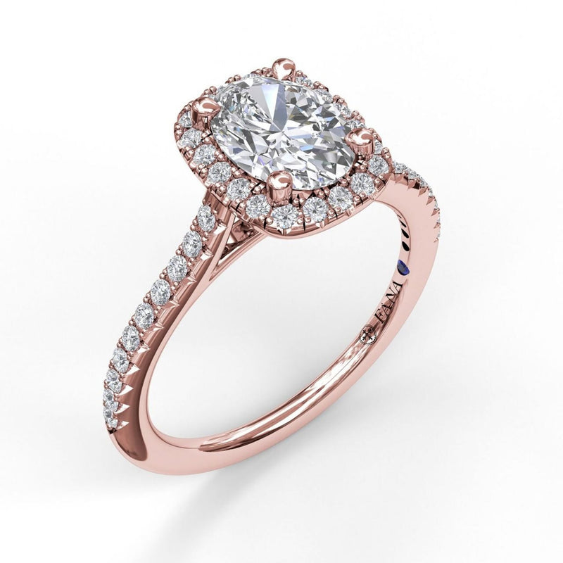 Fana - Oval Center Diamond With Cushion Halo Engagement Ring - S3041 - Available in 14K & 18K Gold (White, Yellow or Rose) and Platinum