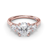 Fana - Pear Side Cluster Diamond Engagement Ring - S4168 - Available in 14K & 18K Gold (White, Yellow or Rose) and Platinum