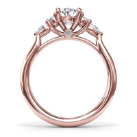 Fana - Pear Side Cluster Diamond Engagement Ring - S4168 - Available in 14K & 18K Gold (White, Yellow or Rose) and Platinum