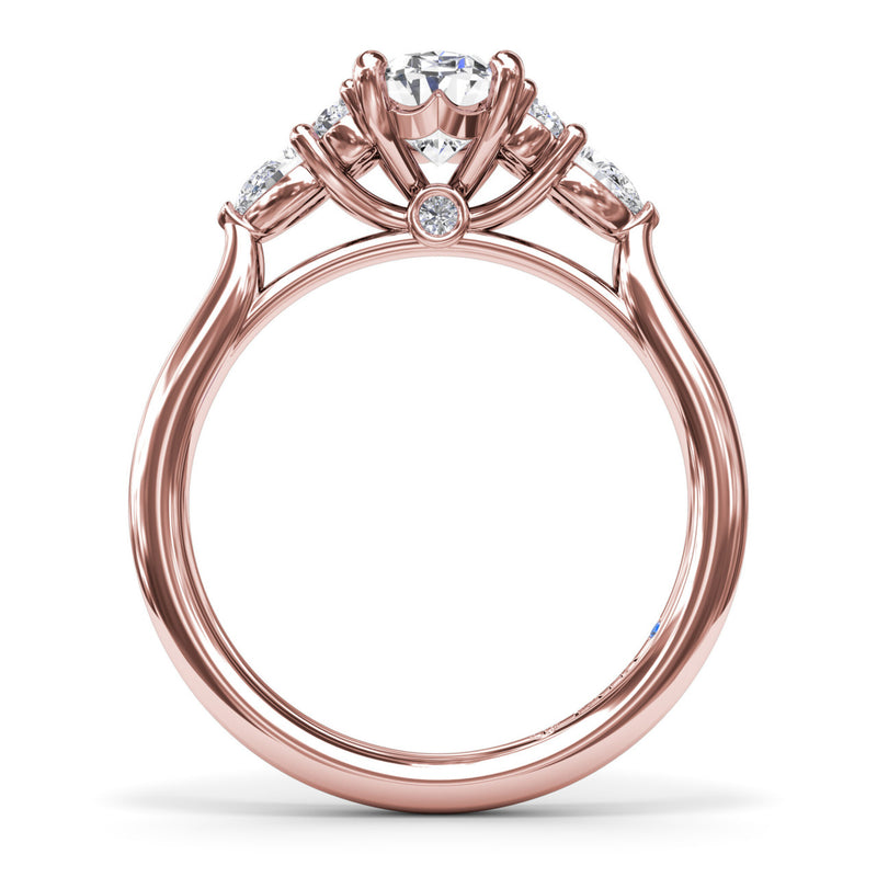 Fana - Pear Side Cluster Diamond Engagement Ring - S4168 - Available in 14K & 18K Gold (White, Yellow or Rose) and Platinum