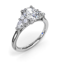 Fana - Pear Side Cluster Diamond Engagement Ring - S4168 - Available in 14K & 18K Gold (White, Yellow or Rose) and Platinum