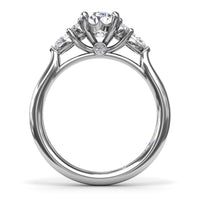 Fana - Pear Side Cluster Diamond Engagement Ring - S4168 - Available in 14K & 18K Gold (White, Yellow or Rose) and Platinum