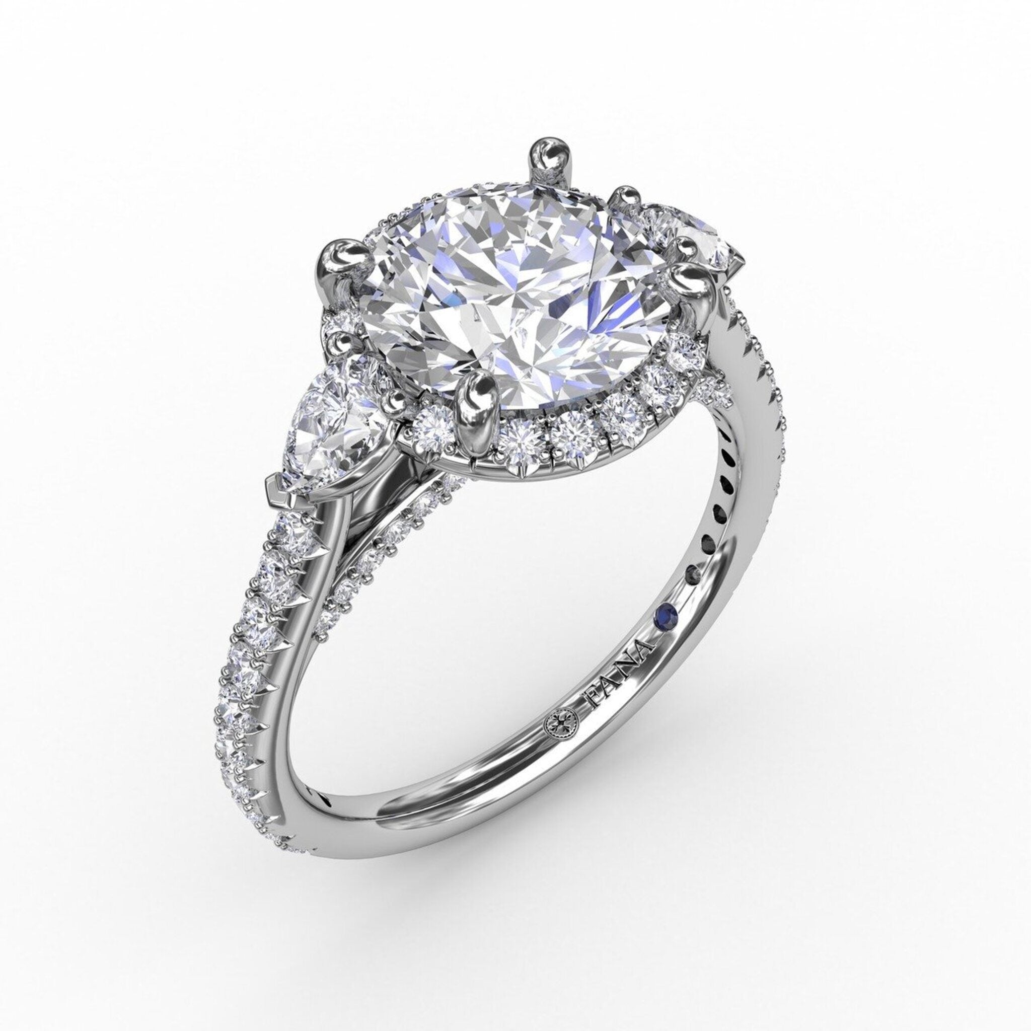 14K White Gold Solitaire Halo Diamond Engagement Ring