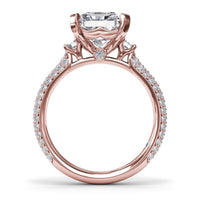 Fana - Side Stone Pavé Diamond Engagement Ring - S4248 - Available in 14K & 18K Gold (White, Yellow or Rose) and Platinum