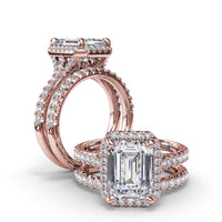 Fana - Split Shank Diamond Halo Engagement Ring - S4193 - Available in 14K & 18K Gold (White, Yellow or Rose) and Platinum